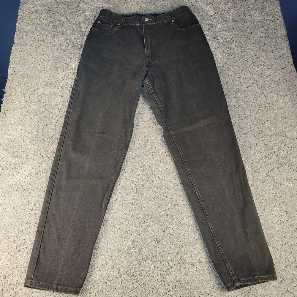 VTG Levis 550 Jeans Womens 16 Black Relaxed High Rise Tapered Dark Wash Y2K
